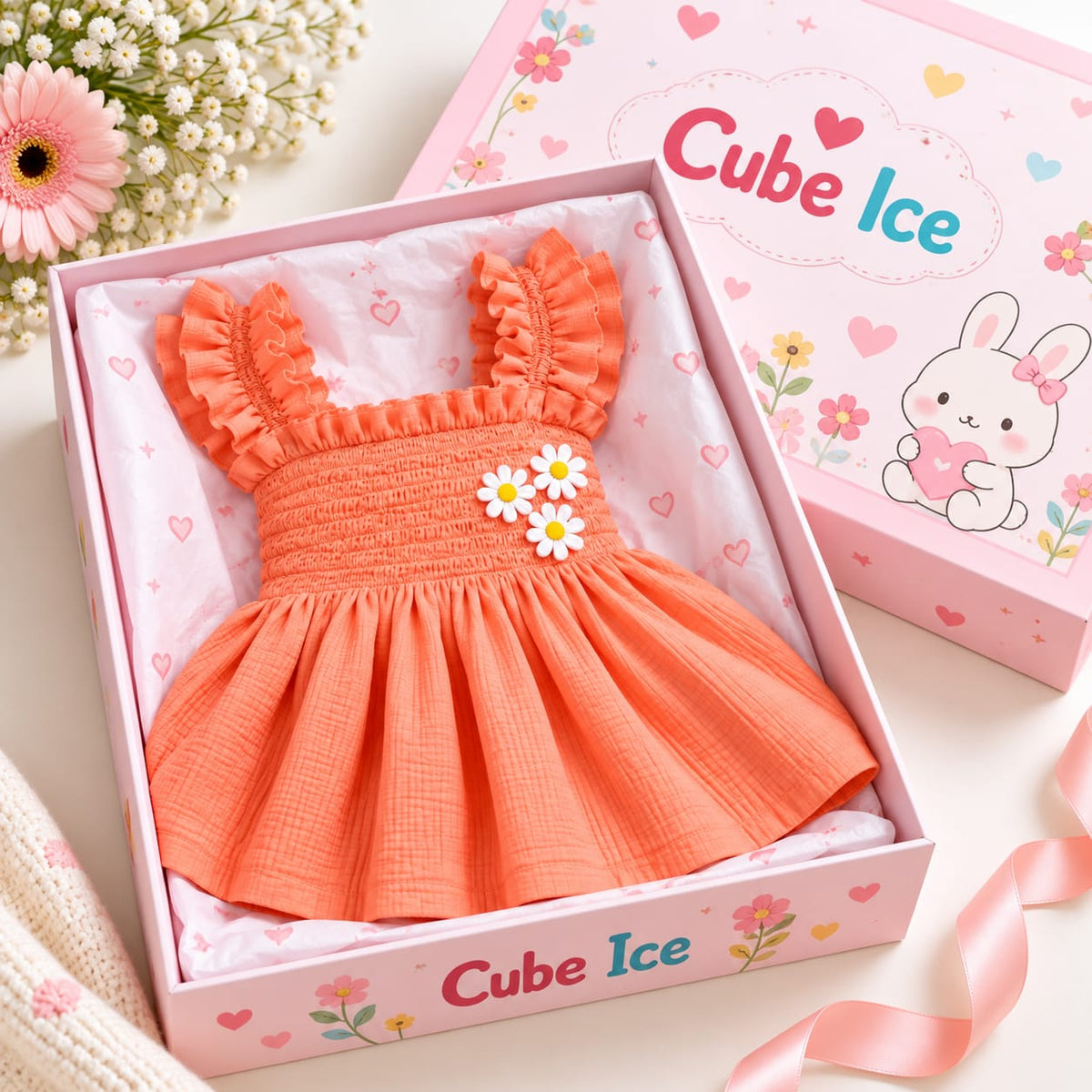 Girls Muslin Crinkle Frocks
